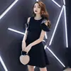 Vestido 2026 Verano Nuevo Elegante Vestido de Una Pieza Adelgazante Pequeño Vestido Negro Falda Corta para Mujeres Petites Estilo Verano Ropa de Mujer