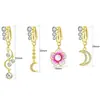 Venta caliente europea y americana 3 diamantes piercing ombligo sin perforación aro ombligo forma de luna corazón con incrustaciones de diamante aro ombligo venta al por mayor transfronteriza en stock
