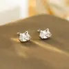 Pendientes de Tachuela Espiral con Diamante Único de Gatito en Plata de Ley S925 Nalan, Exquisitos y Simples, Lindos Pendientes de Gato Estilo Ins M07777