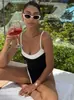 2026 Novo AliExpress Maiô Body Bikini Color Block Feminino Europeu e Americano bikiniOB100