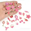 Série Rosa Vermelho Misto Acessórios de Joias com Esmalte em Liga para Pulseira DIY Colar Corrente de Celular Pingente de Chaveiro