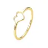 Anillo de Acero de Titanio con Forma de Corazón Calado, Venta Caliente Transfronteriza, Anillo de Nicho Femenino No Desvanecible para Pareja, Anillo de Acero Inoxidable