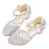 Zapatos de Princesa para Niñas Moda Nuevas Sandalias de Verano Zapatos Grandes de Pedrería para Niños Estilo Coreano Rosas Transpirables Zapatos para Niños