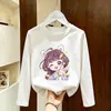 Camiseta de manga comprida para meninas, nova e estilosa, 2026 primavera e outono, blusa básica de algodão puro para meninas, top de outono fofo para crianças