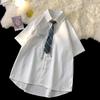 Camisa de corbata fina estilo japonés retro jk para hombre, estilo coreano, holgada, a la moda, combina con todo, 2023