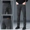 Nuevos Jeans Negros Italianos para Hombre 2026, Corte Recto Ajustado, Elásticos, Pantalones Casuales de Gama Alta, Forro Polar para Hombre Otoño e Invierno