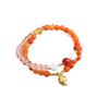 Nueva pulsera china con topacio aguamarina y colgante del zodiaco de la serpiente, pulsera de cristal rosa, doble círculo, pequeña, fresca y a la moda, combina con todo.