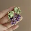 Pendientes Colgantes Redondos de Piedra Natural con Cuentas de Aguja Plateada de Dopamina Pendientes Pequeños Frescos Pendientes Sencillos Versátiles de Moda para Mujer