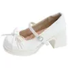 Sapatos Mary Jane com Salto Alto e Laço Lolita para Mulheres, Estilo Versátil Verão 2026, Alto Apelo Estético, Sapatos de Couro com Salto Grosso e Tira Única