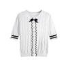 Camiseta Feminina de Cor Contrastante Roupa de Verão 2023 Novo Estilo Fino Estilo Ocidental Suéter Pulôver Feminino Atacado