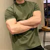 Camiseta deportiva de fitness, estampado retro, transpirable, algodón puro, manga corta, realza los músculos, cuello redondo estilo americano, secado rápido, ropa de entrenamiento para hombre, verano