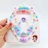 Joyería de collar de perlas de colores para niños, conjunto de pulsera de cuentas para niñas, diadema de dibujos animados, pendientes, accesorios para niñas princesas