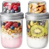 Amazon Frasco de Vidrio Transparente Taza para Avena Taza de Desayuno Sellado Nocturno Ensalada Yogur Separación Húmeda y Seca Para Llevar