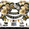 2027 Globo Negro Dorado Tema Año Nuevo Globos Set de Globos Decoración Fiesta de Año Nuevo Banderines Mantel Adornos para Postre y Pastel