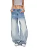 Exclusivo E-commerce Transfronteiriço Novo Jeans Americano Retrô Solto de Perna Larga Comprimento Total Unissex