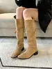 Elegantes, modernos, con estilo, de tacón grueso, retro, botas apiladas, botas altas para mujer, nuevas botas altas adelgazantes de estilo coreano para otoño e invierno de 2026