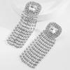 Aretes Elegantes Europeos y Americanos de Borla de Cadena de Garra, Moda de Lujo Ligero, Aretes Elegantes de Pedrería Brillantes de Clase Alta para Banquete de Baile