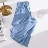 Jeans de Tencel Talla Grande 90kg 2025 para Mujer Verano Delgados de Cintura Alta Casual Pantalones de Pierna Ancha de Seda de Hielo