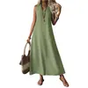 Amazon 2026 Verano Estilo Europeo y Americano Vestido Ropa para Mujer Transfronteriza Sin Mangas Cuello en V Cremallera Trasera Elegante Mono Largo
