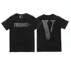 Camiseta de Verano Clásica de Manga Corta para Hombre Vlone Fog Mosaico Estampado Reflectante Marca de Moda V Grande Ajuste Holgado