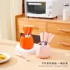 Tazas de Almacenamiento de Tenedores de Fruta de Cerámica de Lujo Ligero Alto Valor de Color Juego de Cubiertos de Acero Inoxidable Tenedor de Fruta Tenedor de Mesa para el Hogar