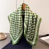 Bufanda Imitación Seda Estampado Cuadros Retro, Chal de Alta Gama, Bufanda Versátil para Cuello, Pañuelo para la Cabeza, Bufanda
