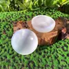 Cuenco redondo de yeso translúcido marroquí natural, estilo transparente, yeso acanalado, piedra cruda pulida, cuenco de yeso desmagnetizado, adorno decorativo