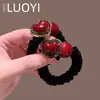 Diadema de moda con pedrería de corazón rojo para mujer, Cuerda versátil para coleta, Accesorio para moño estilo coreano, Nuevo accesorio para el cabello