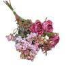 Ramo Mixto de Rosas Estilo Europeo, Flores Artificiales de Colores Otoñales Estilo Vintage, Flores Falsas para Fotografía de Bodas y Decoración de Muebles