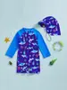 Traje de baño para niños de manga larga, tallas 120-130-140-150, con sombrero
