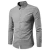 Camisas de Manga Larga para Hombre de Primavera y Otoño Casuales de Color Sólido Camisas Exteriores Sueltas para Hombre Tallas Grandes