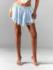 Bestseller transfronteiriço europeu e americano: shorts femininos de seda sintética na cor Maillard com acabamento em renda de cílios, cintura baixa, sexy, shorts de perna larga