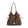 Bolso cruzado informal estilo coreano, gran capacidad, adecuado para ir al trabajo y viajar, estampado de leopardo retro, bolso tote versátil