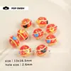 DIY Contas Redondas Cilindro Fofas Pintadas à Mão DIY Pulseira Colar Miçangas Joias Artesanais Bloqueio de Cores Design Divertido Acessórios Artesanais