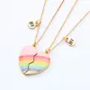 Collar Cruzado Europeo y Americano para Amigos Niños Conjunto Colgante de Amor Magnético Arcoíris Aleación Collar con Goteo de Aceite Joyería