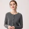 Cárdigan 100% Cachemir Puro para Mujer Cuello Redondo Manga Larga Tejido Versátil Estilo Coreano Suéter de Estilo Suave Suéter de Cachemir Ropa de Abrigo