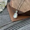 Collar de Cadena para Clavícula de Plata S925 con Colgante de Calcedonia Blanca de Alta Calidad en Forma de Calabaza Incrustado con Ágata de Color Jade para Mujeres, Cadena de Moda Ligera de Lujo para Socialité