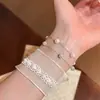 Pulseira redonda de pérolas com contas estilo coreano, luxo leve, de alta qualidade, moderna e requintada, suave e versátil, joia elegante para mulheres