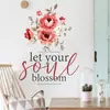 Adesivos de Parede Criativos Rosa Cruzado com Letras em Inglês Adequados para Decoração de Quarto, Sala de Estar, Escritório