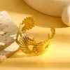 Pulsera Abierta de Acero Inoxidable con Diseño Único de Ondas de Agua, Empalme Geométrico Irregular, Moda Estilo Lava Europea y Americana Transfronteriza