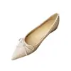 Y3318-5 Zapatos de salón de punta fina estilo francés para mujer, nuevo modelo de verano 2026, con lazo, tacón bajo, charol, zapatos profesionales para ir al trabajo