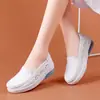 Zapatos de Enfermera, Zapatos Casuales para Mujer, Con Amortiguación de Aire, Que Aumentan la Altura, Suela Blanda, Antideslizantes, Cómodos, Resistentes al Desgaste, Tacón Medio, Zapatos de Suela Gruesa de un Solo Color, Disponible para Dropshipping