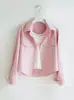 Chaqueta de Algodón Puro con Solapa Corta para Mujer 2026 Primavera/Otoño Nuevo Diseño Dulce Elegante Que Reduce la Edad Moda Versátil Camisa