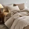 Qualidade A, seguro para bebês, algodão de fibra longa de Xinjiang, conjunto de cama de quatro peças escovado, estilo japonês, 100% algodão, capa de edredom jacquard tingido em fio, algodão puro espessado