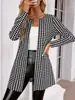 En stock Primavera y Otoño Abrigo de Mujer Talla Grande Estampado de Espiga Cuello Redondo Traje Pequeño