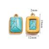 Aço Inoxidável Moda Ins Popular Pingente de Pedra Natural DIY Esmeralda Turquesa Retangular Aço Titânio Pingente de Marca