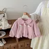 Conjunto de Cardigan de Pana Nuevo para Niñas de Primavera y Otoño con Cuello Peter Pan, Conjunto de Dos Piezas de Pantalón Largo de Lunares para Bebé Niña para Salidas