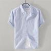 Camisa de linho branco homens de manga comprida casual lapela solto juventude estilo japonês respirável camisa de linho de algodão camisa da moda para homens
