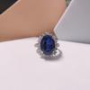 Anillo de Moda de Lujo Ligero Nuevo Estilo Europeo y Americano Diana Zafiro Rojo Sintético de Alto Carbono 925 con Circonita Blanca Natural