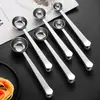 Cuchara Medidora de Acero Inoxidable para Café Transfronteriza con Pinza, Cuchara de Báscula de Cocina para Hornear, Cuchara para Condimentos, Cuchara Selladora para Leche en Polvo